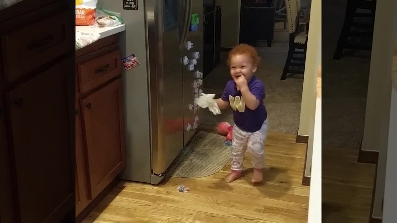 see what happens when the baby opens the fridge | Funny video of cute baby