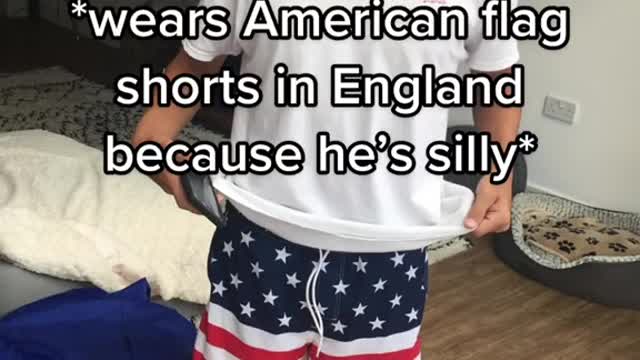 *American flag shorts in England*wears8