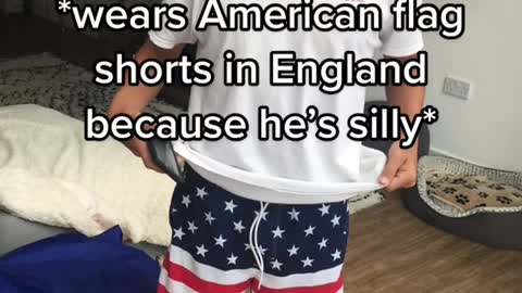 *American flag shorts in England*wears8