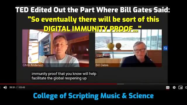 TED edited out Bill Gates mentioning Digital immunity Proof.