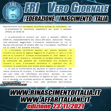 Incremento tariffario per pazienti Covid ricoverati - Vero Giornale 23.11.2021