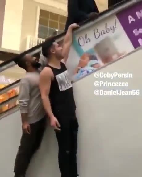 You got caught on the escalator