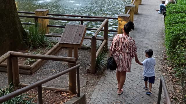 Família no parque passeando