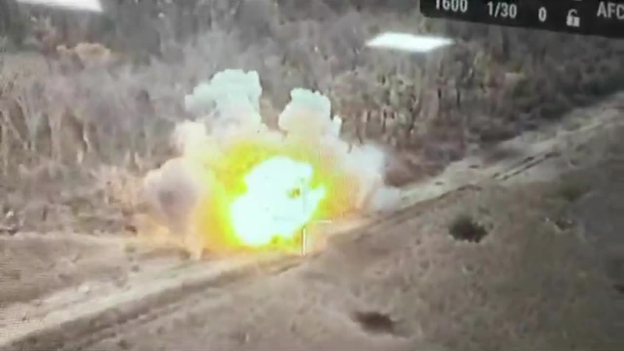 Insane Detonations As Russian Vehicles Hit Mine