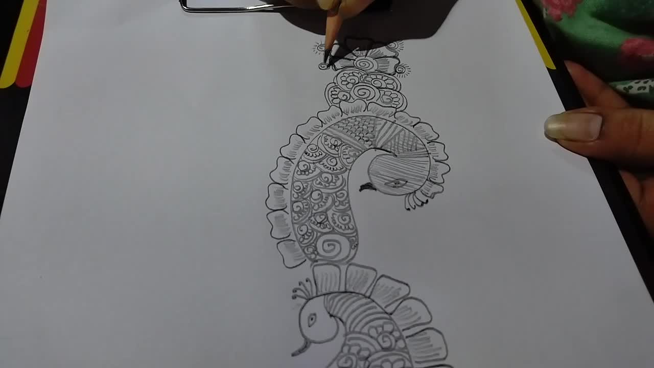 Pencil sketch mehndi design for beginner