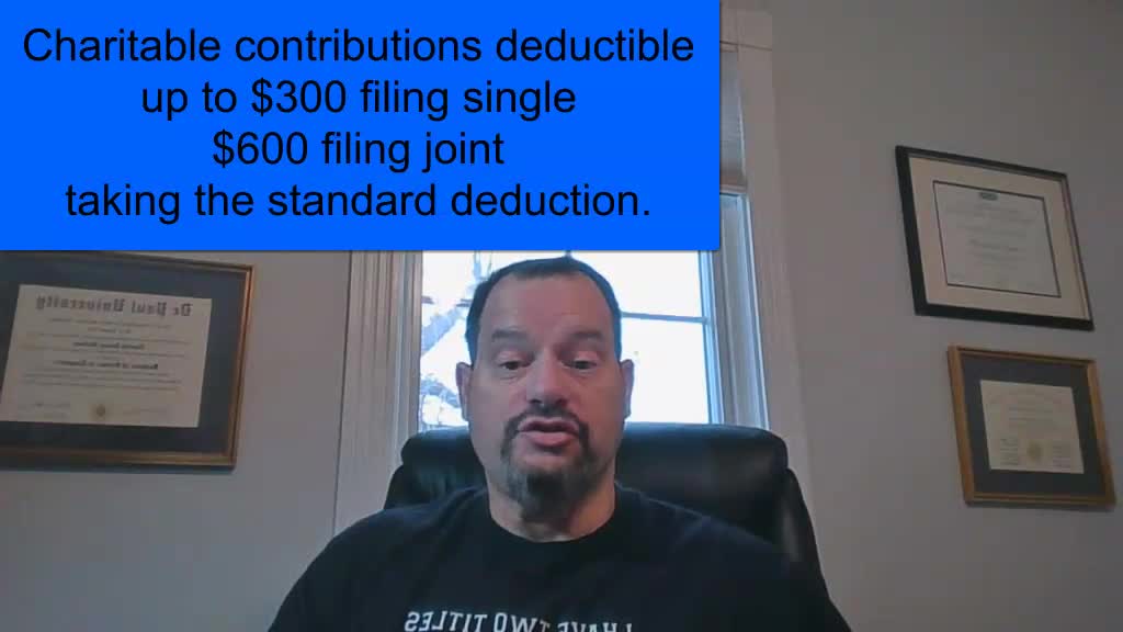 Don't forget your charitable contribution deduction.