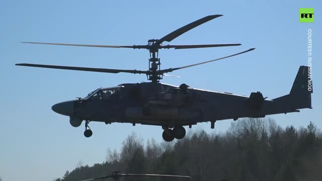Russia's Ka-52 destroys Ukrainian fortified positions