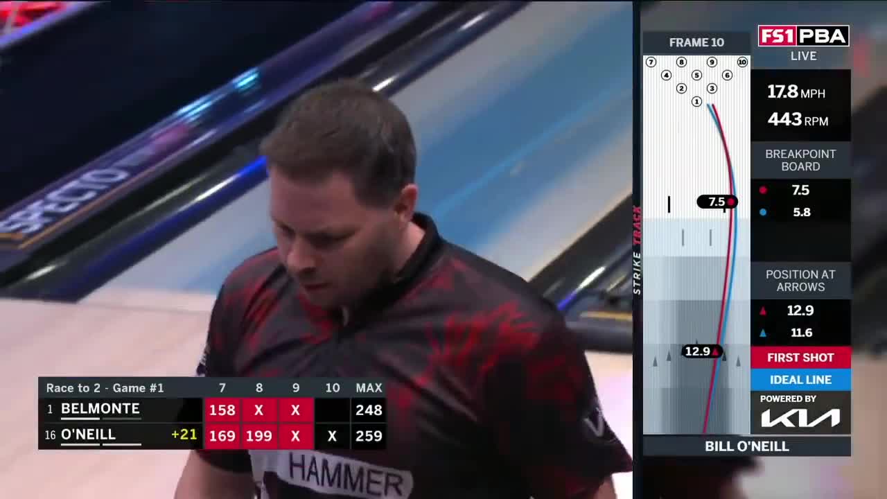 Jason Belmonte upset by Bill O'Neill in roll off to open the round of 16 of The PBA playoffs