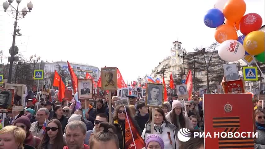 Nesmrtelný pluk v Magadaně na ruském dálném východě