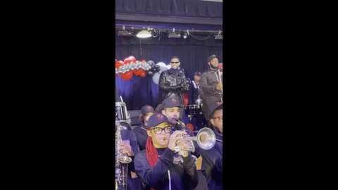 Usher introduced by the Clark Atlanta University band