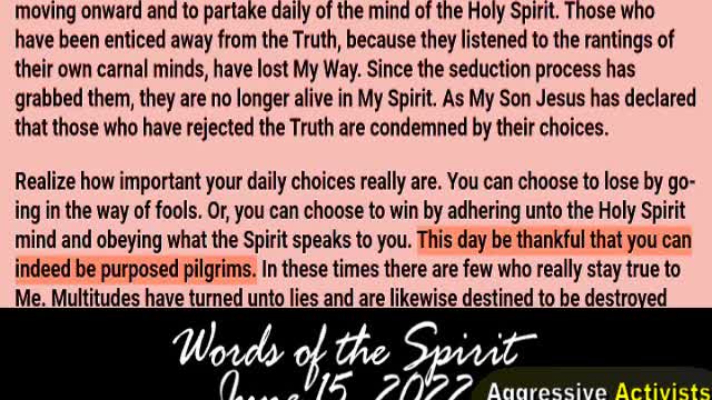Words of the Spirit. June 15 2022