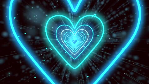 290. Heart Tunnel Background💙Blue Neon Heart