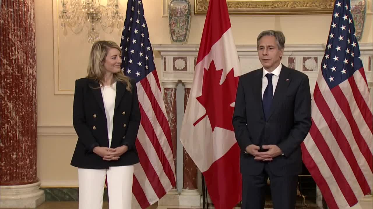 Sec. of State Antony Blinken meets with Canadian Foreign Minister Mélanie Joly.