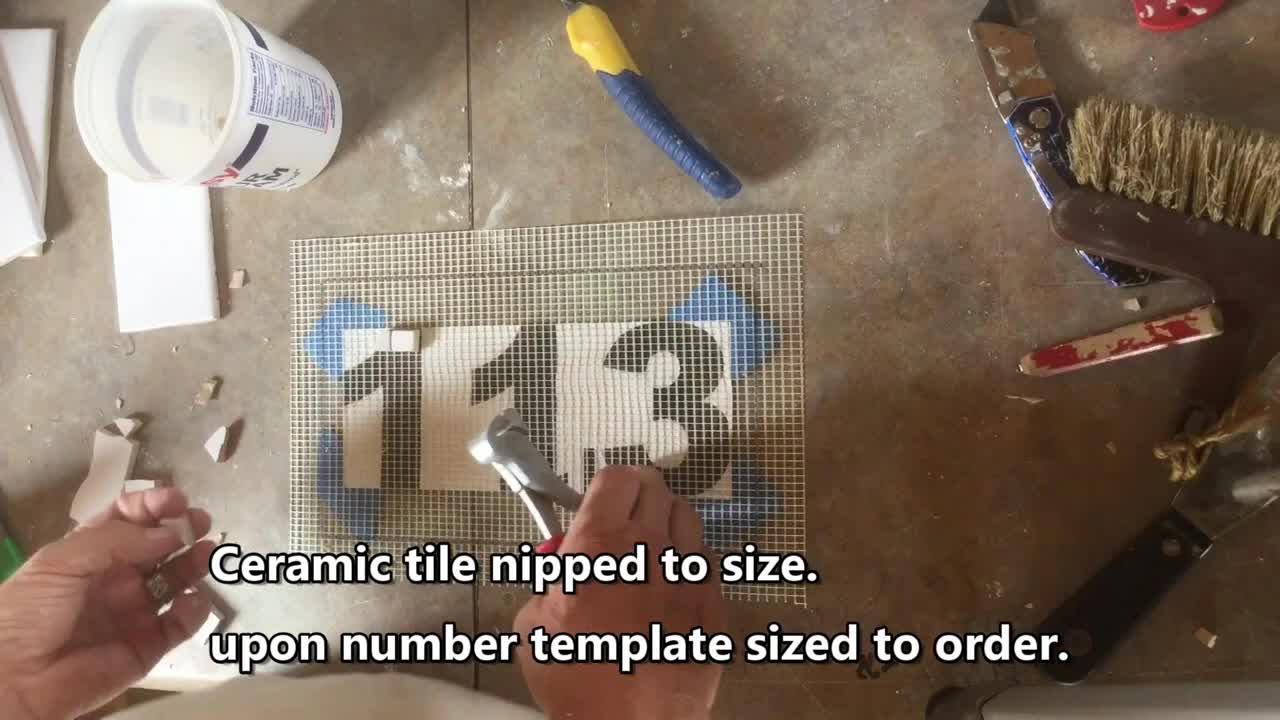 House Number Mosaic. Home improvement with mosaics. How to mosaic techniques!