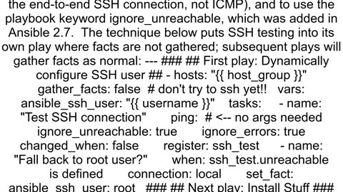 Ansible Check if my user exists on remote host else use root user to connect with ssh