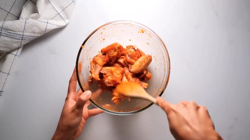 Mix The Chicken Wings And Seasonings Well