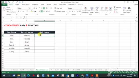 How to Use Concatenate excel formula and & Formula in Excel