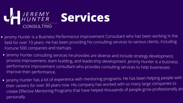 Individual Business Performance Improvement Consulting by Jeremy Hunter