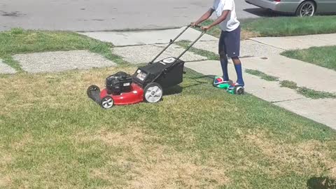 Hoverboard Lawn Mowing