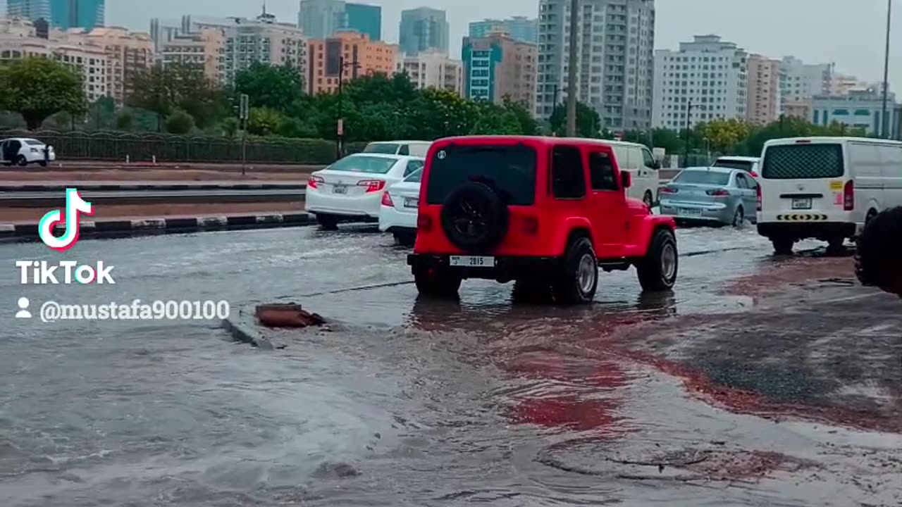 Rain water on Dubai Road today