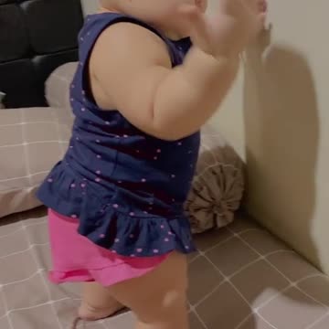 So Cute! Cute baby with body fat is dancing. he tried to follow the song.