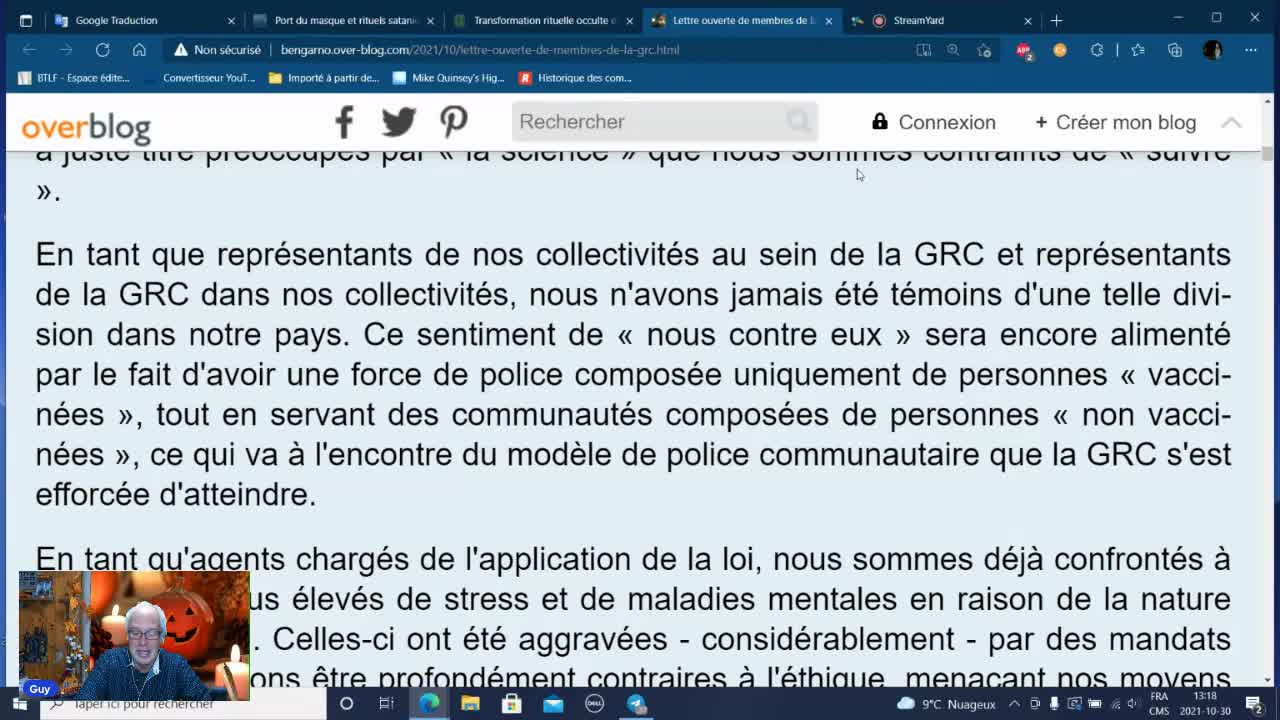 Lettre de Membres de la GRC - 30 Octobre 2021