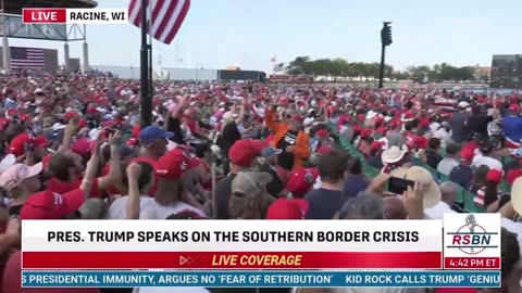 Trump crowd in Racine, WI chants “SEND THEM BACK” in response to Biden’s Amnesty