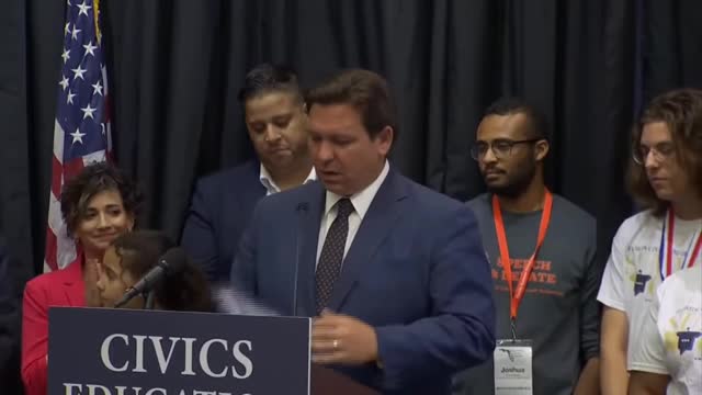 Abraham Lopez speaks at Ron DeSantis civics press conference