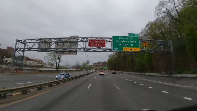 Driving Around Thru 04-24-2022 4K Front New Jersey NJ New York NYC George Washington Bridge GWB