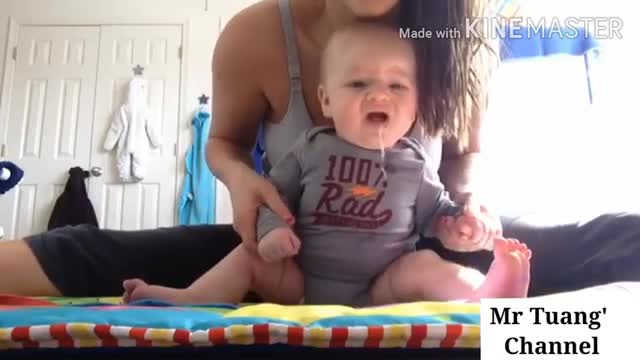 Cute and loving baby doing fun