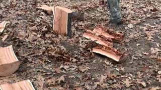 He’s got this wood splitting down
