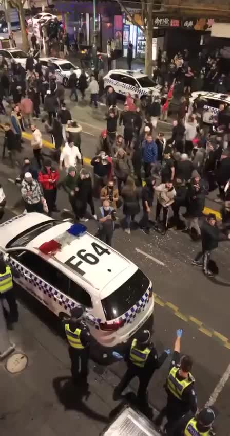 Police Spray Lockdown Protesters in Victoria, Australia Aug. 5th, 2021
