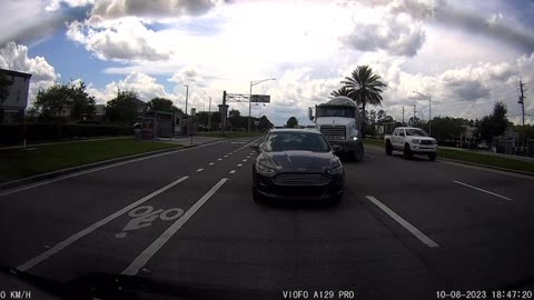 Cement Truck Merges Into SUV