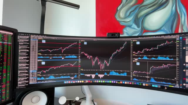 Trading Setup - 150K Month Profit - MacBOOK m1MAX Samsung G9 49" Monitor Autonomous Standing Desk