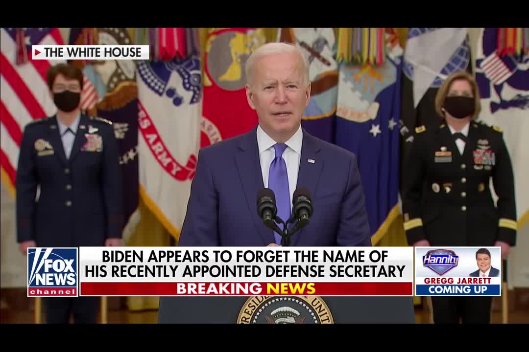 Hannity reacts to Biden forgetting his Defense Secretary's name