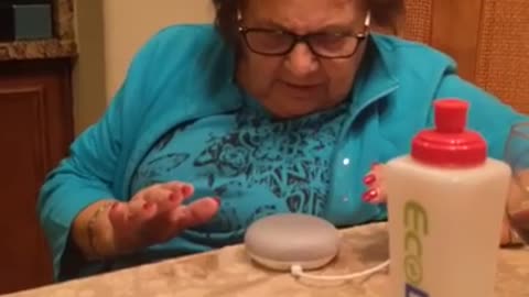 Italian grandmother learning to use Google home