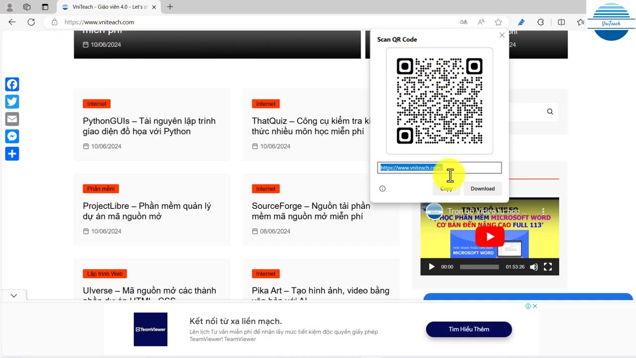 Cách tạo QR Code cho địa chỉ trang web bất kỳ chỉ 5 giây #vniteach