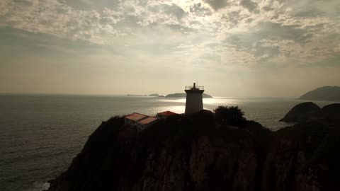 Lighthouse Sunset Sunrise Sky Sea Ocean Coast HQ