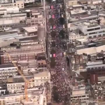 More aerial footage of the anti-lockdown protest underway in London today.