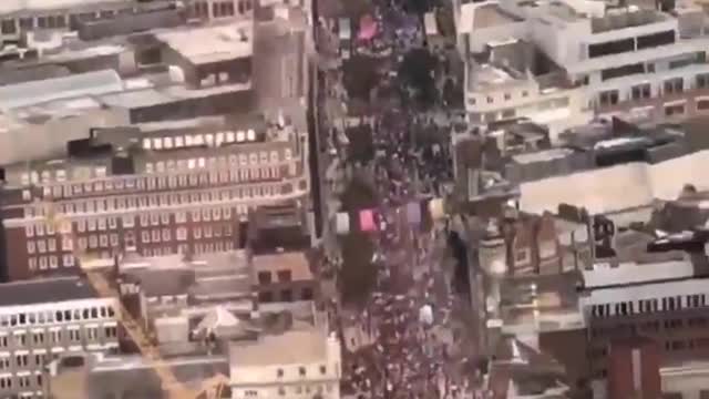More aerial footage of the anti-lockdown protest underway in London today.