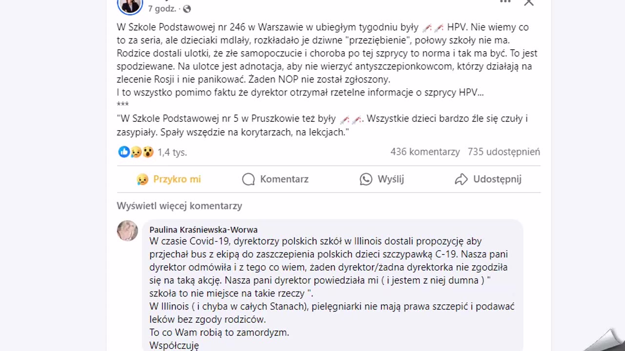 Justyna Socha. W Szkole Podstawowej nr 246 w Warszawie w ubiegłym tygodniu były 💉💉 HPV.