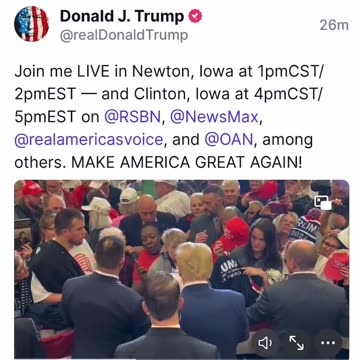 Trump Schedule J6 - Clinton, Iowa 🤔