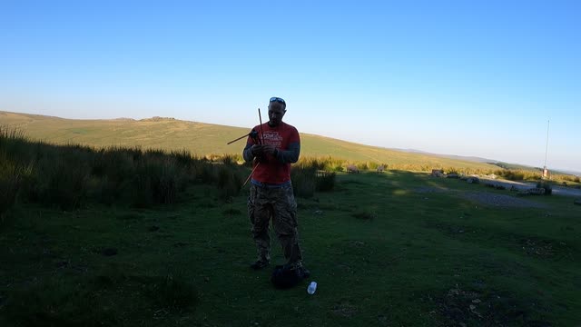 Packing away the Trekology camping chair. Overlooking Beardown Tor