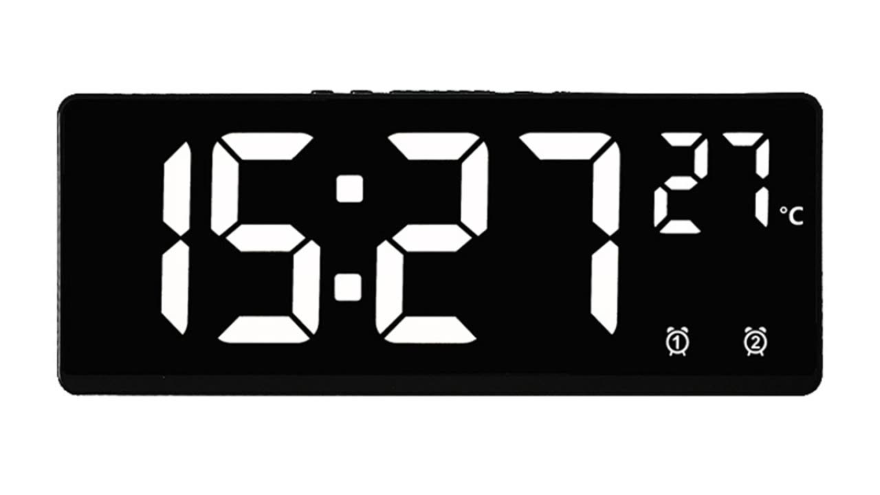 Voice Control Digital Alarm Clock Temperature Dual Alarm Snooze Desktop Table Clock Night Mode