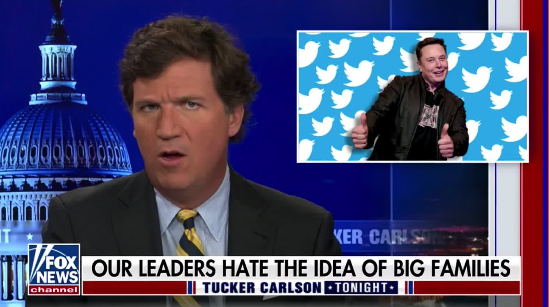 Tucker Carlson says one reason the woke left will target Elon Musk is because they hate big families