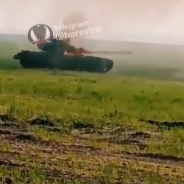 Burning Russian Tank Continues to Roll After NLAW Strike