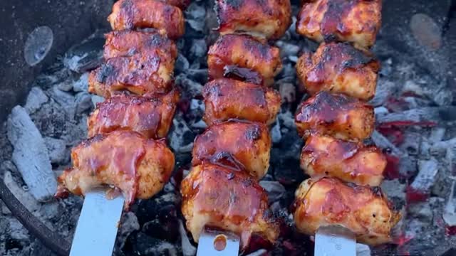 25 BBQ Chicken Bacon Ranch Skewers Recipe Over The Fire Cooking shorts