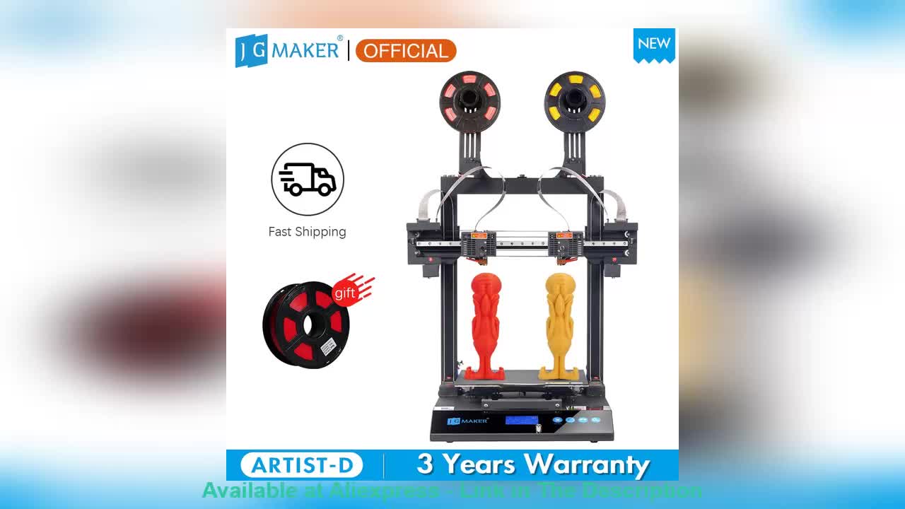 ☀️ JGMAKER Artist D 3D Printer Independent Dual Direct Drive Extruder TMC2208 Slient Drive Support