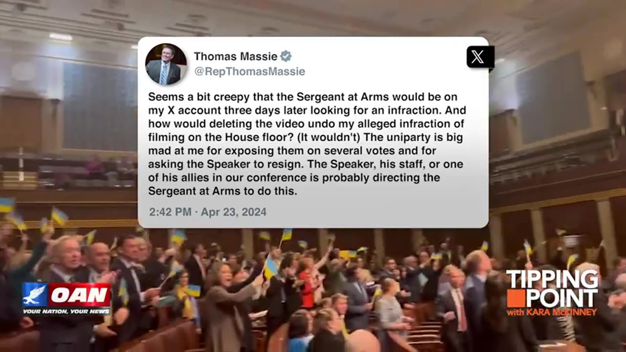 OANN-Rep. Massie Threatened With Fine Over Video of Democrats Waving Ukrainian Flags