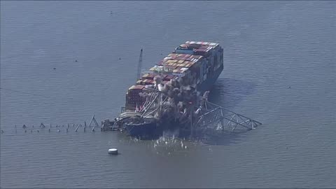 Demolition at Baltimore bridge collapse site